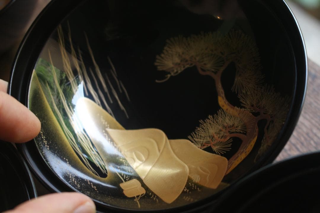 絵柄選択可！時代黒漆に極上千鳥見返し蒔絵の映えるお椀10点（検輪島塗懐石椀蒔絵椀