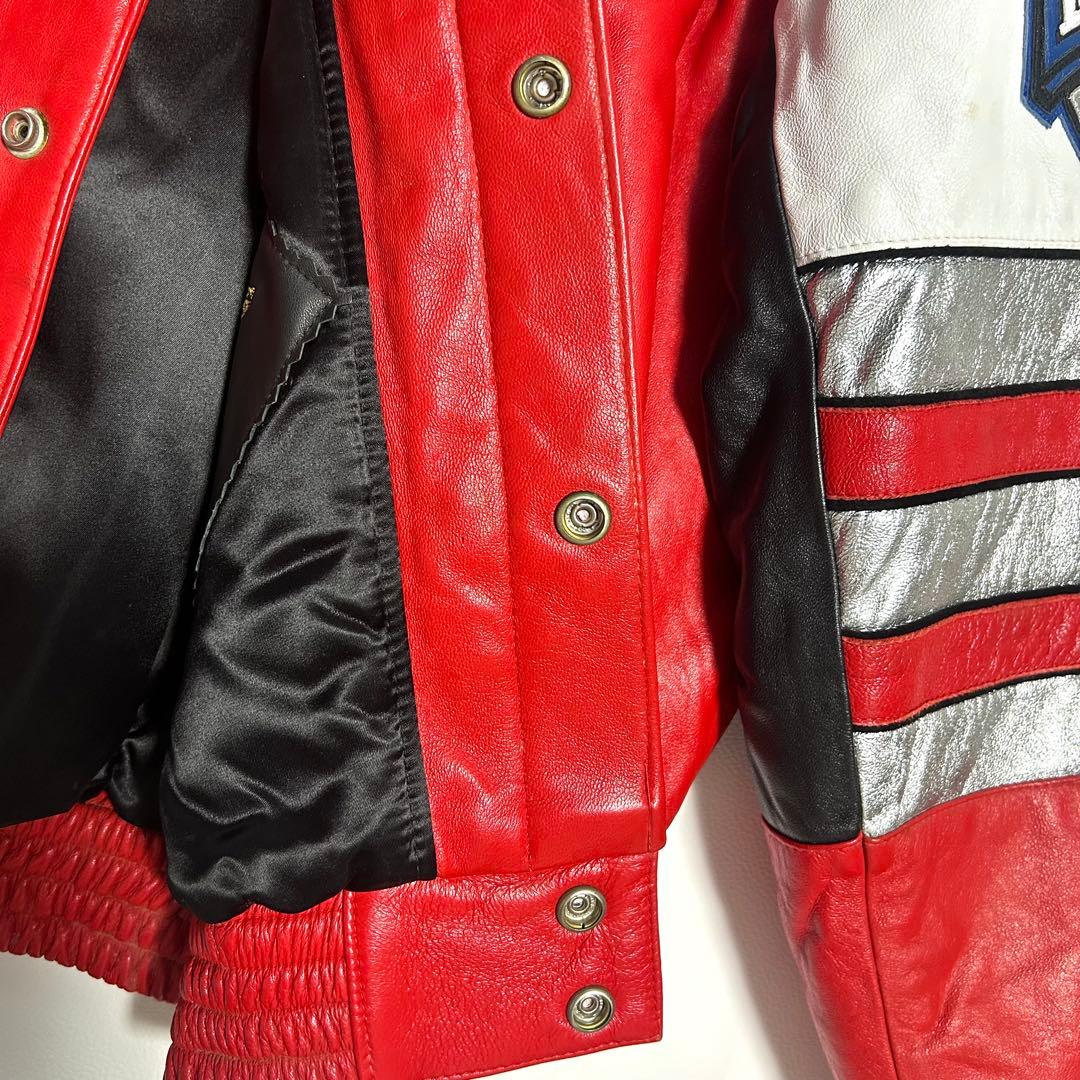 希少JEFF HAMILTON シカゴ・ブルズ レザースタジャン レッド M