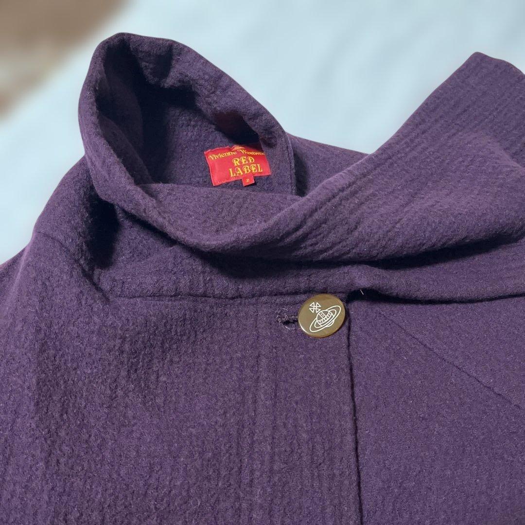 美品ヴィヴィアンウエストウッド レッドレーベル ウールコートマフラー付変形コート
