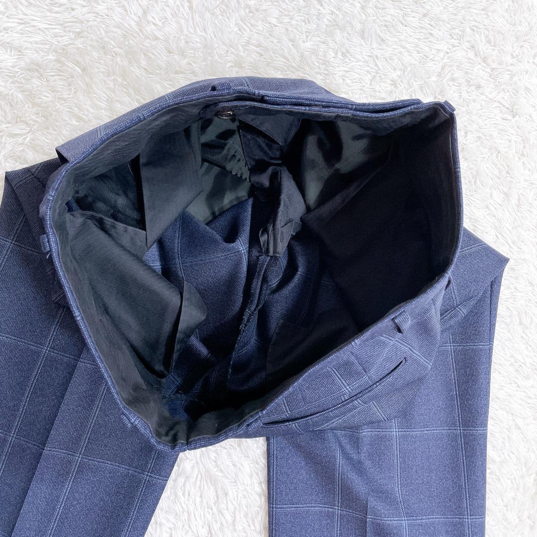 【美品】エディフィス セットアップスーツ カノニコ生地 ネイビー チェック 48