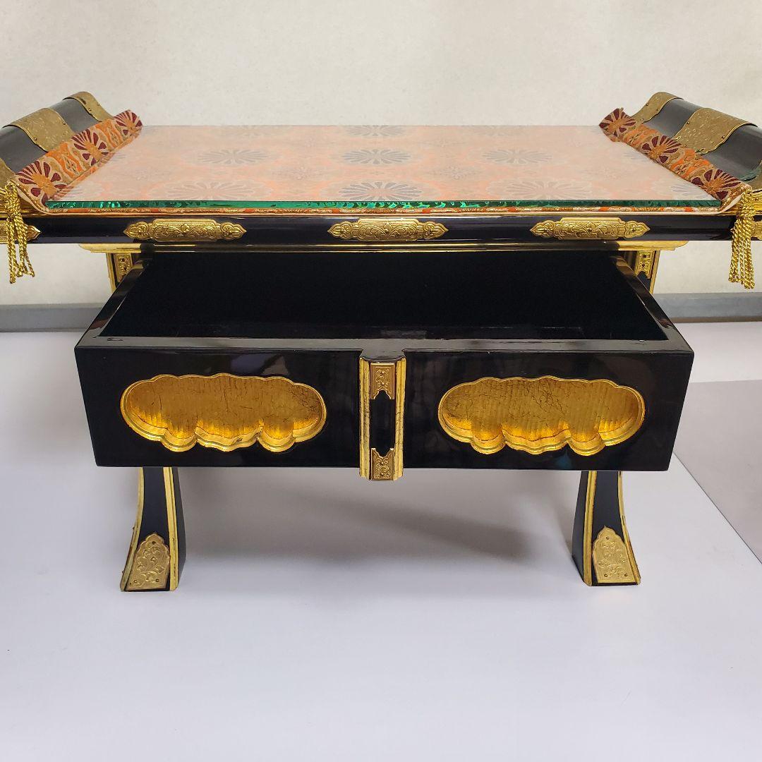 仏壇仏具　経机　木製品　漆塗り　純金　骨董