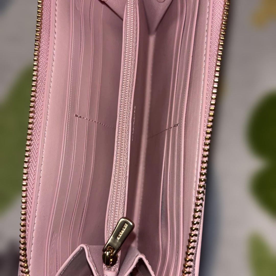 未使用品　COACH ロゴストライプ 長財布 ブラウン/ピンク
