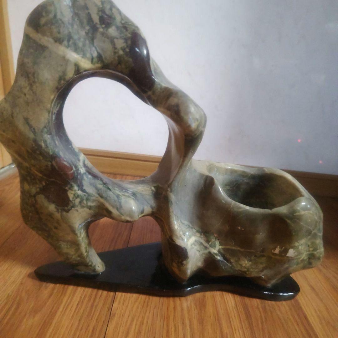 マーブル模様風　天然　鑑賞石置物　オブジェ　生け花　花瓶　インテリア小物　置物