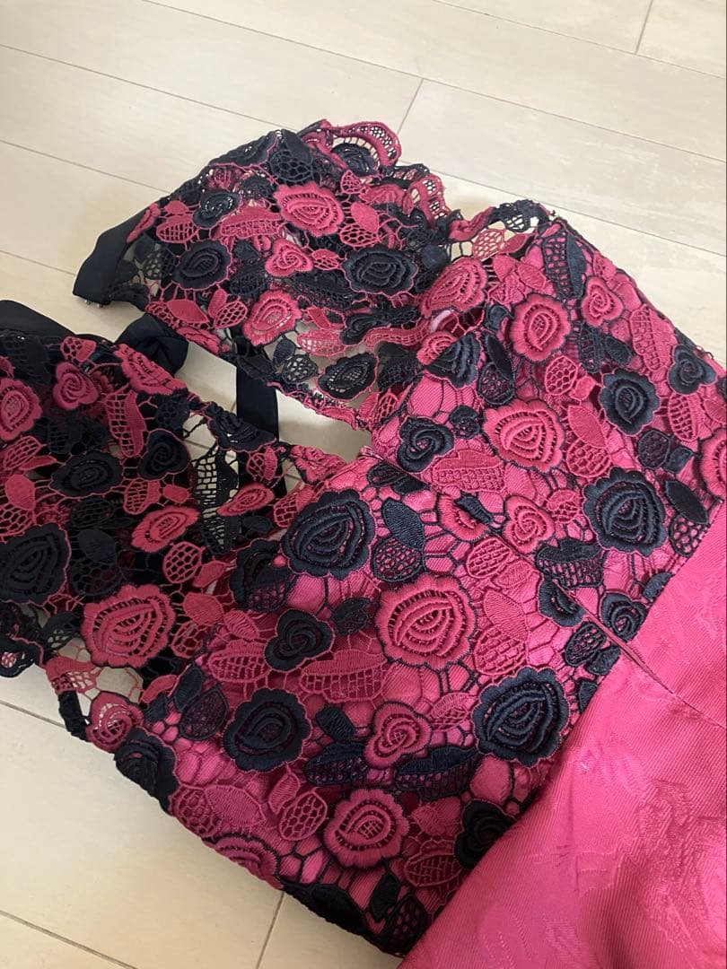 ROBE de FLEURS 赤 Aラインドレス Sサイズ　クリスマス　ワンピ