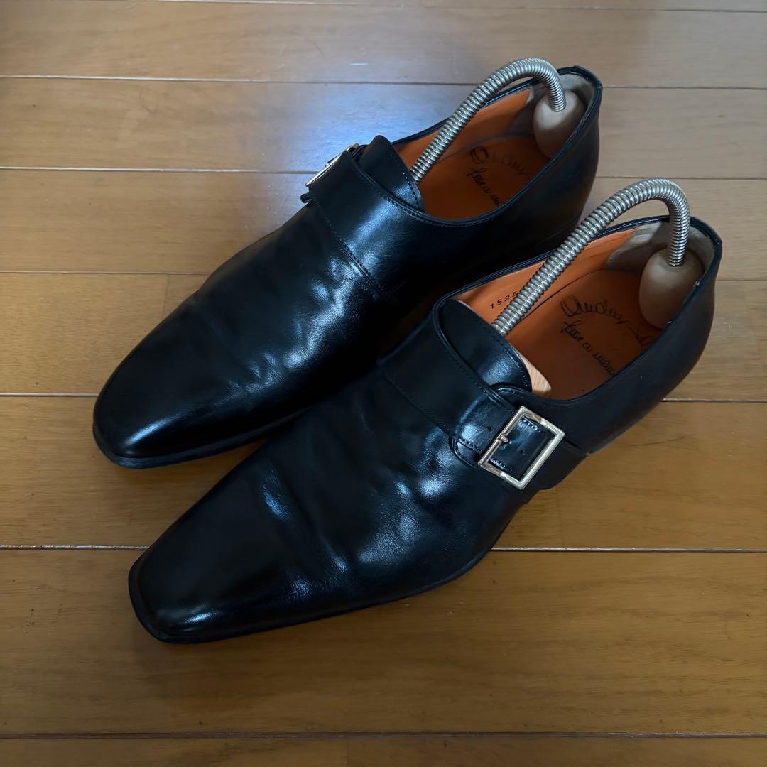 Santoni サントーニ 黒 シングルモンク モンクストラップ 革靴