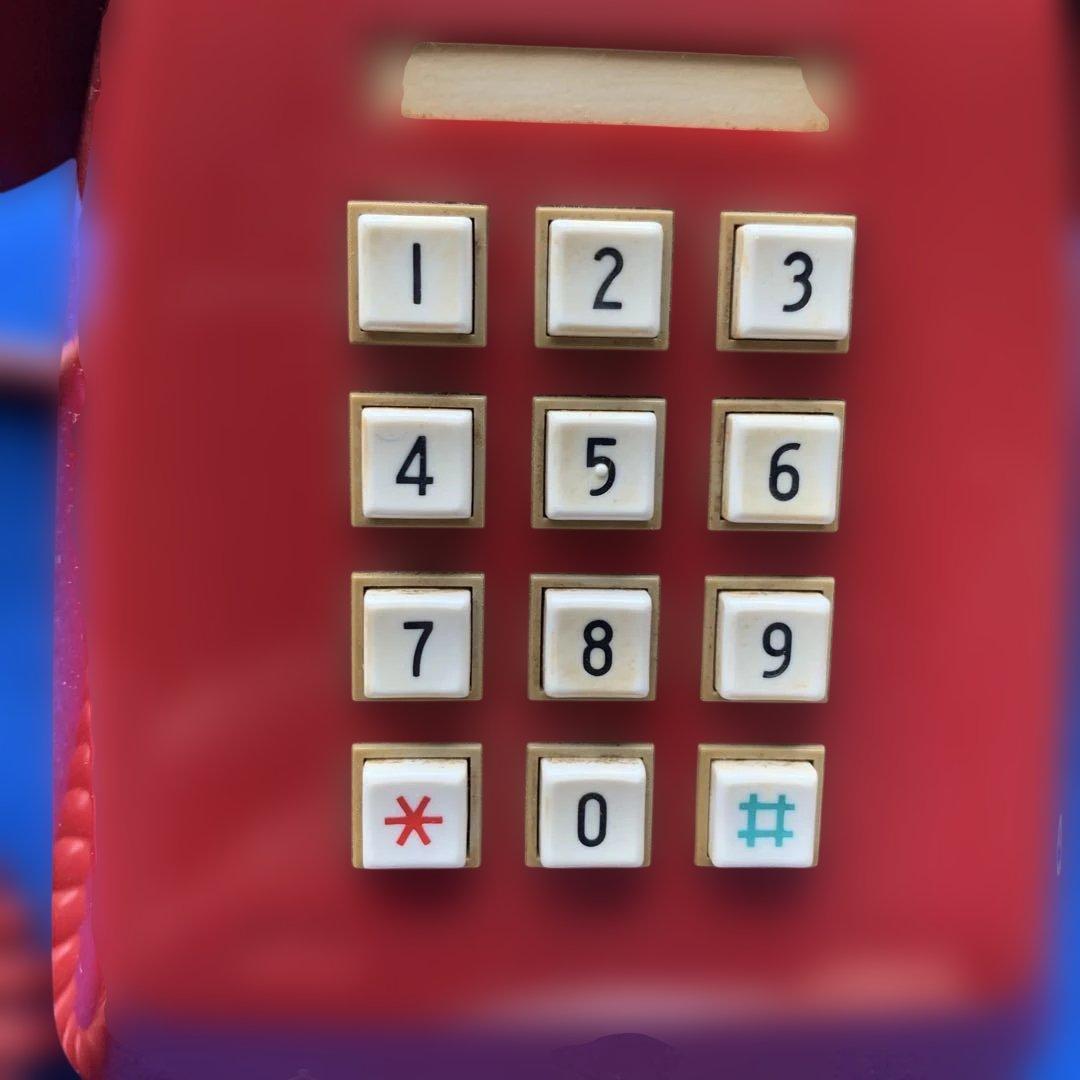 昭和レトロ！赤いプッシュボタン式電話 　１９７０～８０年代物/希少品