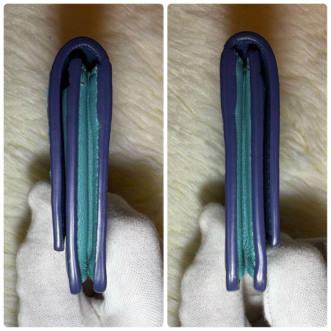 美品 BOTTEGA VENETA イントレチャート 名刺入れ ブルー 系