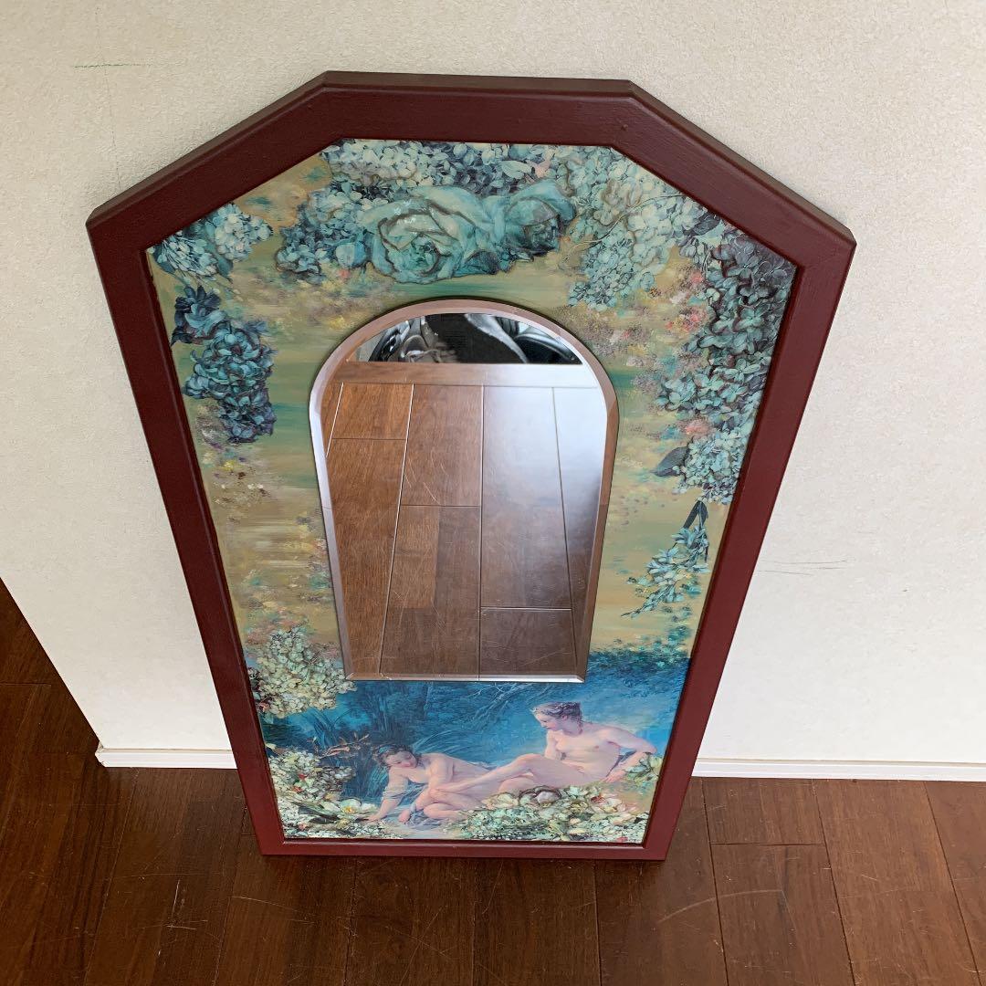ヴィンテージ 絵　鏡　ミラー　壁掛け