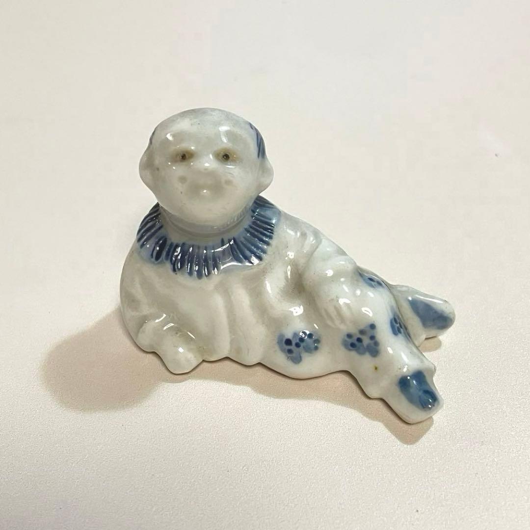 骨董　長崎　古平戸焼　唐子人形　5体組　染付　三川内焼　陶製人形　民芸　オブジェ