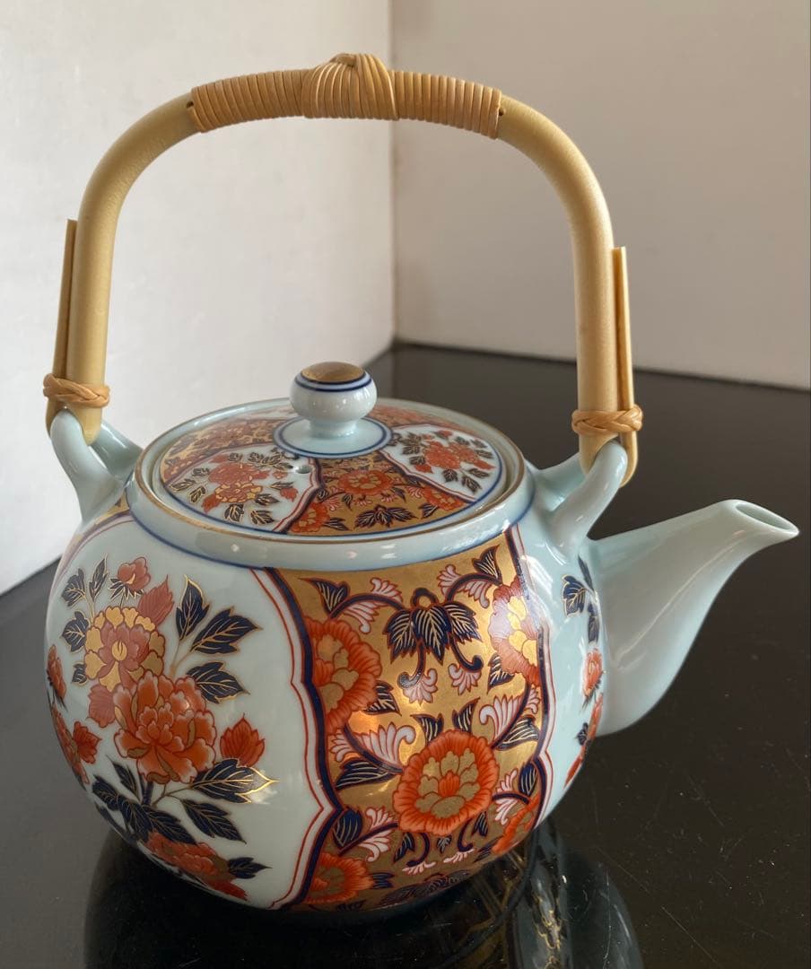 未使用◆有田焼 清兵衛 古伊万里紋様 蓋付茶器揃え 金彩 急須 湯呑み5客セット