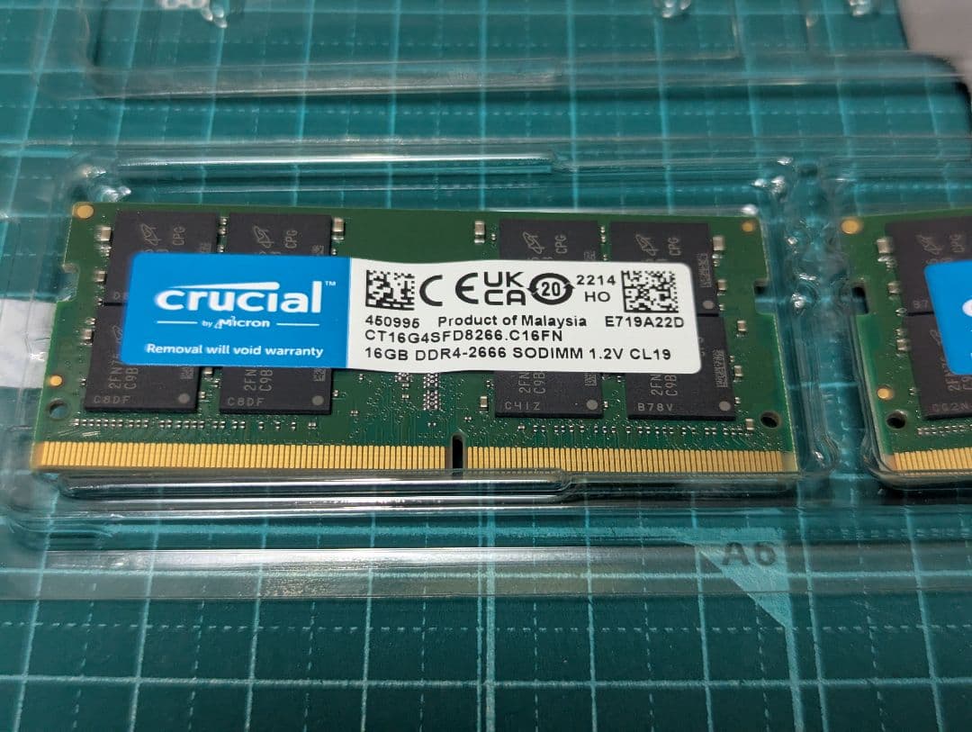 Crucial 16GBx2 DDR4 SODIMM メモリー 計32GB