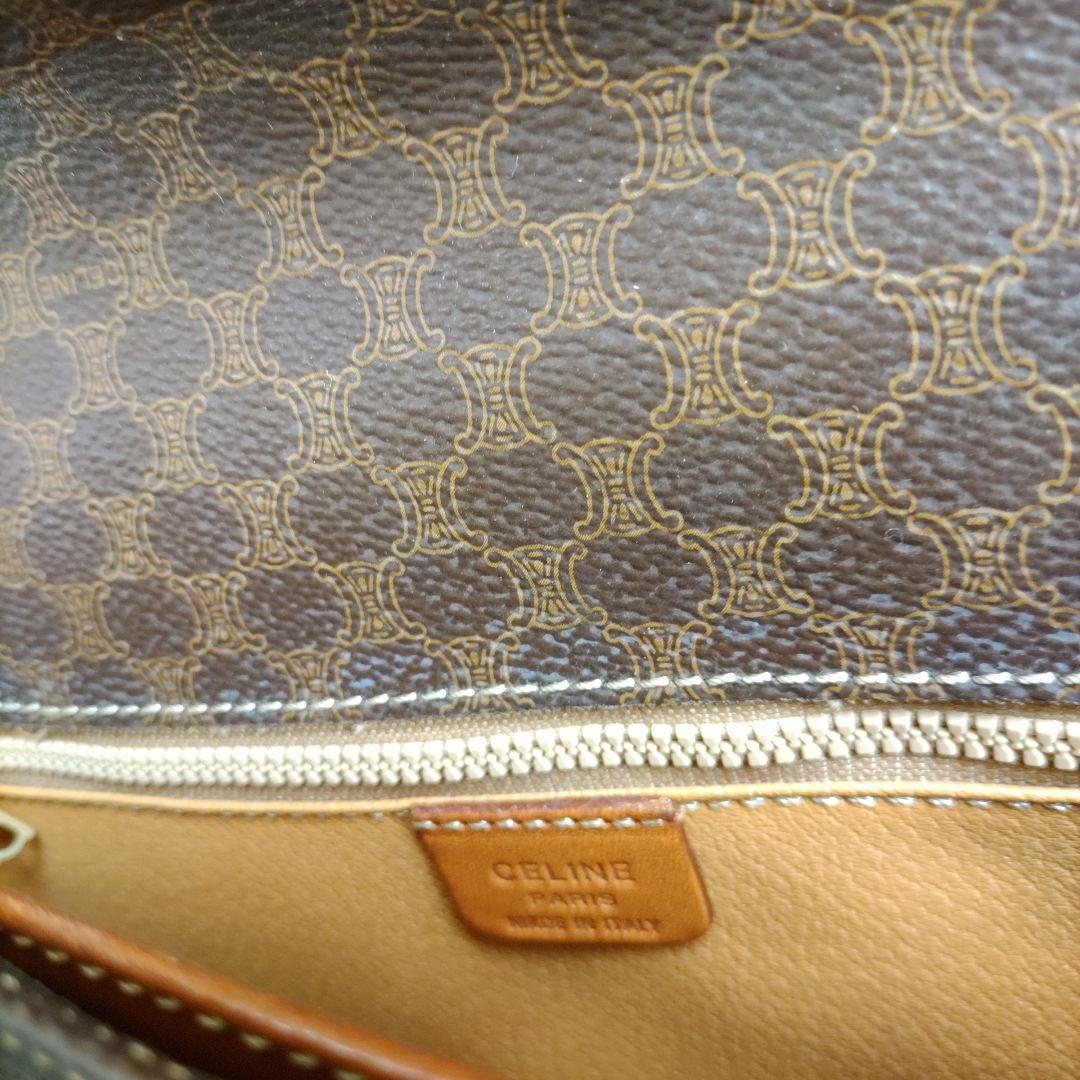 CELINEブラウンレザーショルダーバッグ