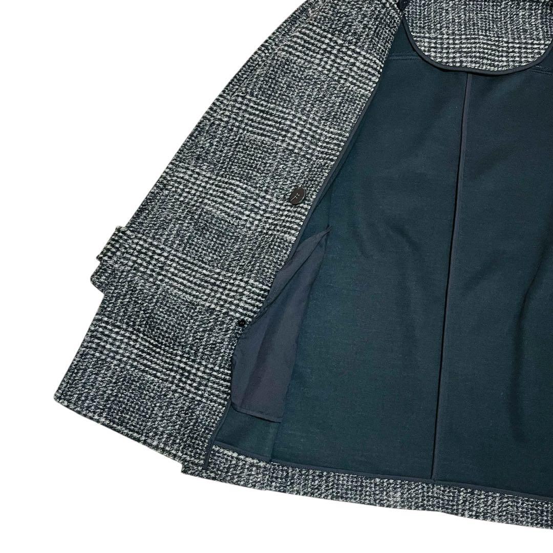 美品 24AW Spick & Span Wスライバーチェックハーフコート　黒