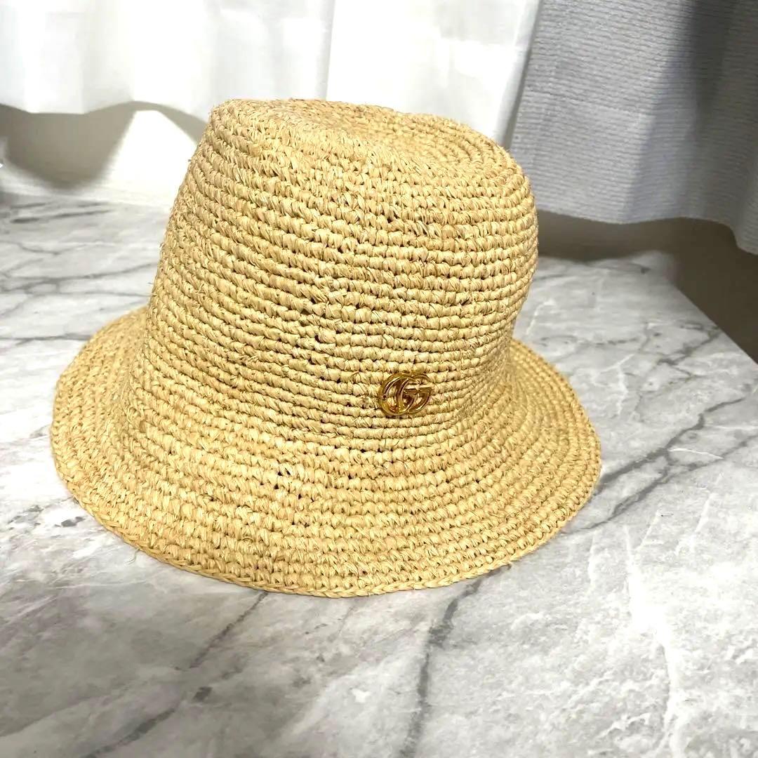 GUCCI グッチ　ラフィア　ハット　553574