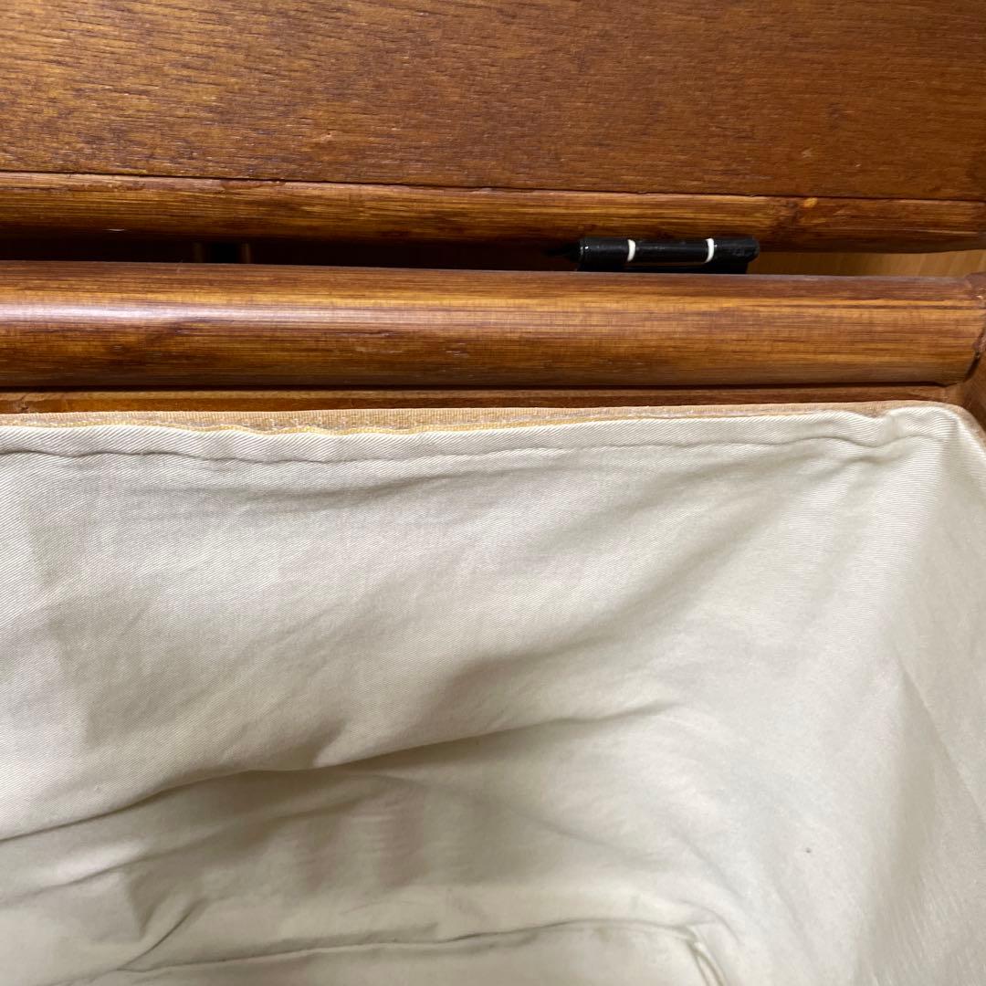 籐　蓋・布張り収納ボックス　コンテナ　アンティーク　アジアン