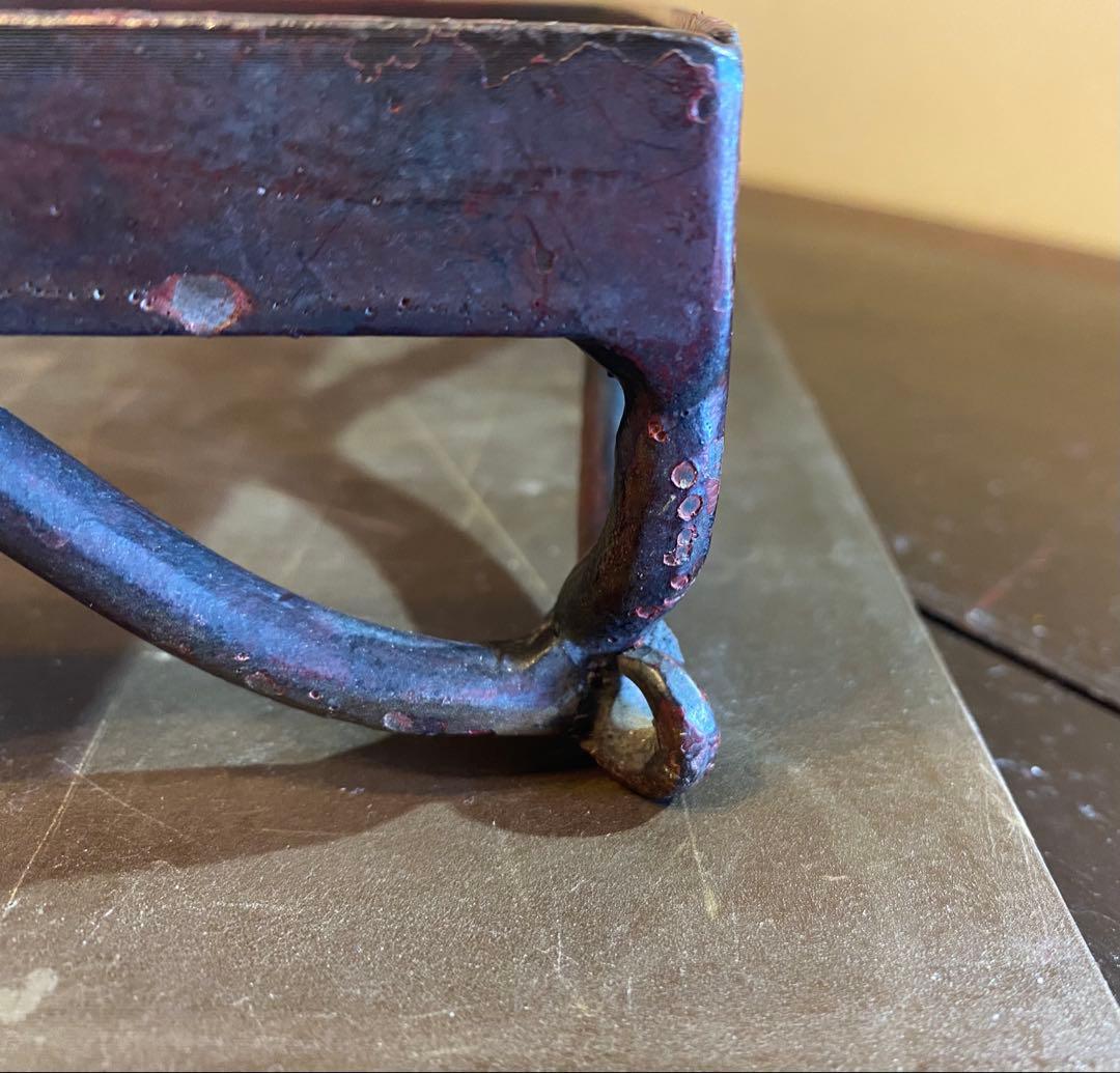 ヴィンテージ　一点物・アイアン製装飾　ガラス台 ハンドメイド　アンティーク　レア