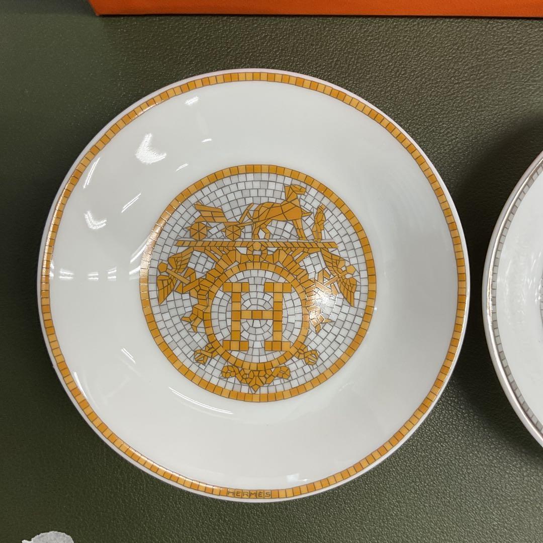 H6393 HERMES エルメス　モザイク　デザイン 皿2枚セット