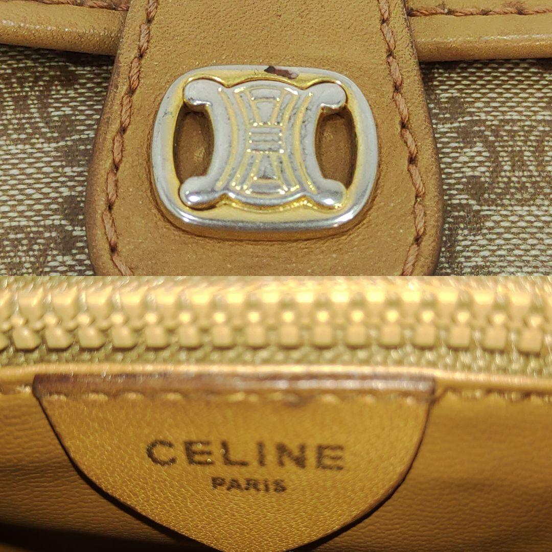 【美品】セリーヌ ショルダーバッグ レザー×PVC トリオンフ金具 マカダム柄