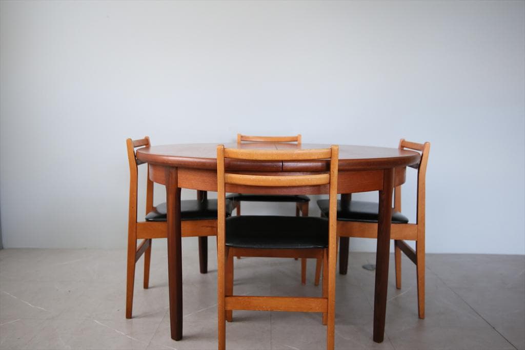 英国ヴィンテージチーク古木ダイニングチェア/椅子イス/モダン(92-183-3)