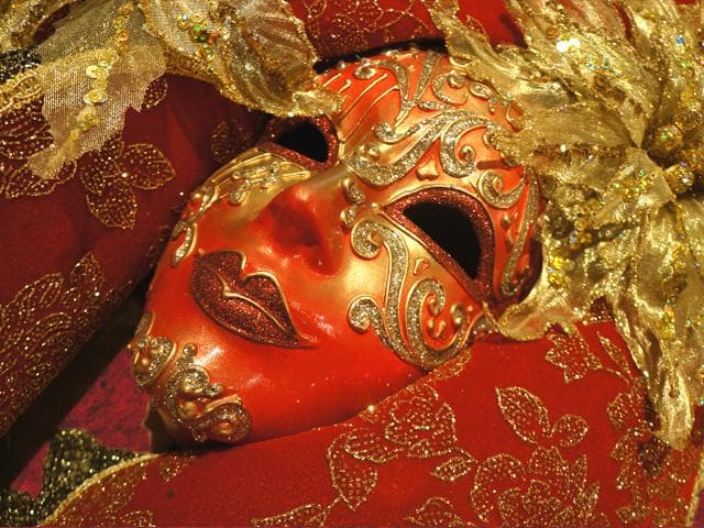 ベネチアンマスク Ventaglio Lux Rosso