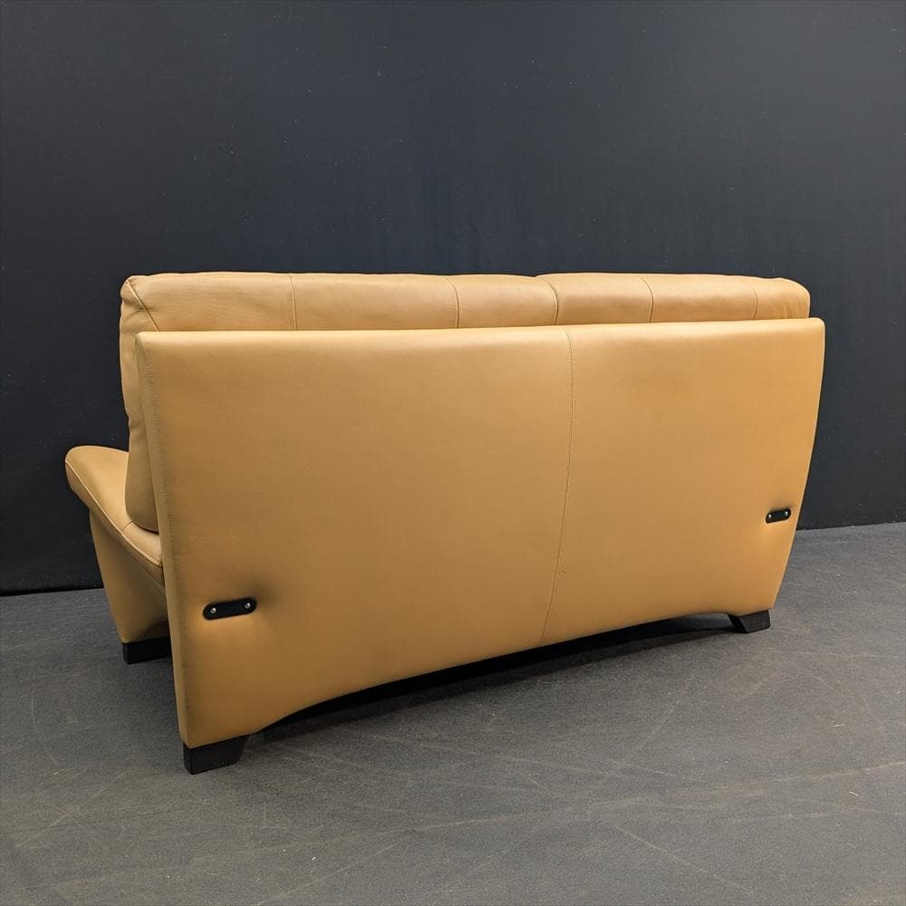 美品　カリモク　本革　ワイドラブソファ　ラブソファ　2人掛け　2P　2.5人掛け