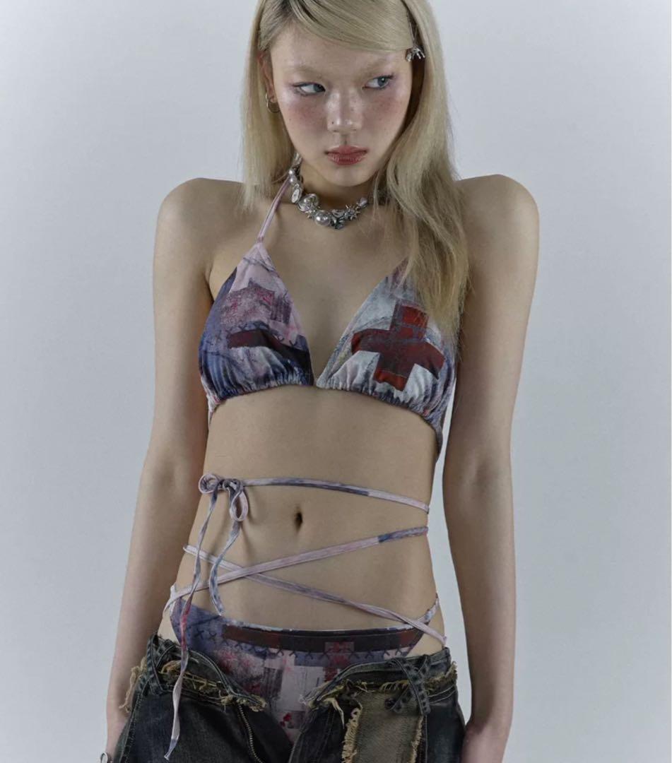 即購可NO ROMANCE 禁断ロマンスシリーズY2Kギャルストラップビキニ水着