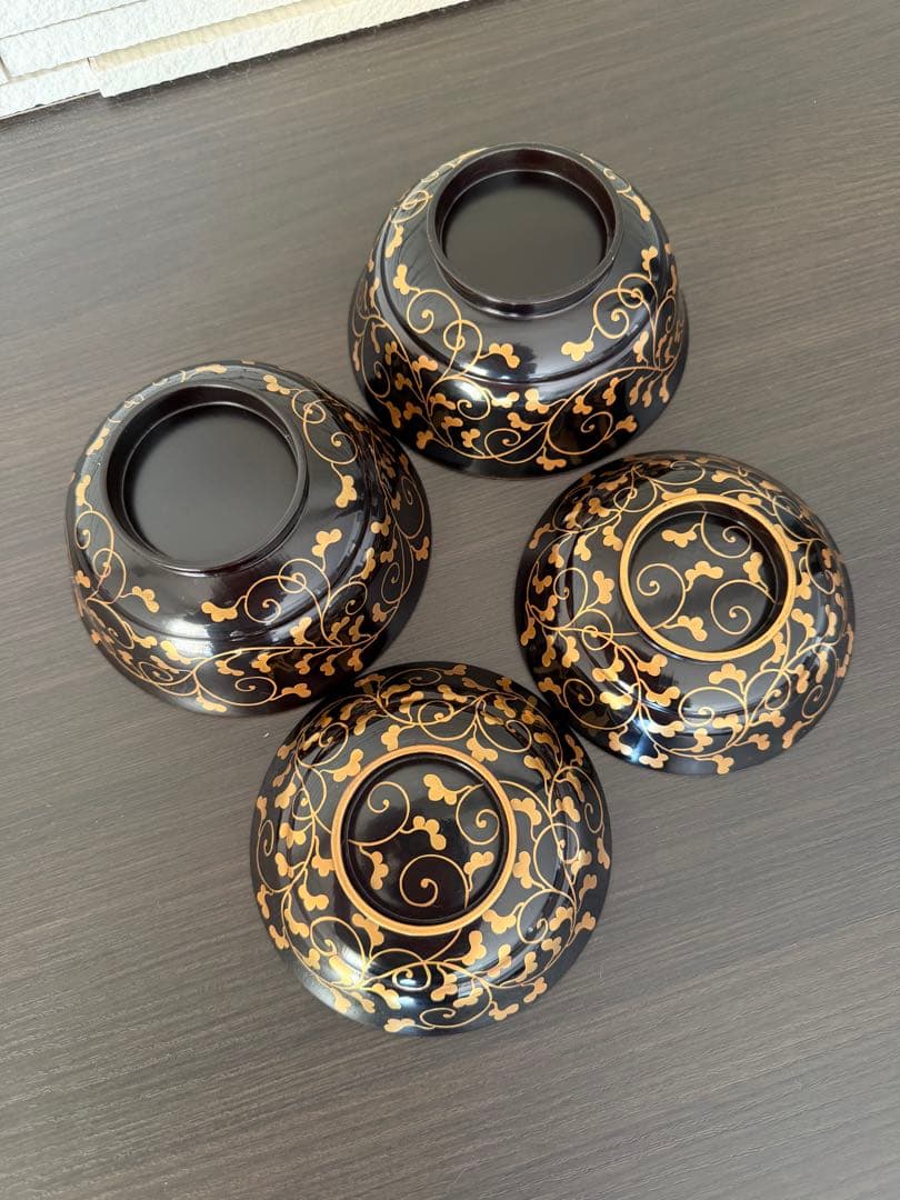 明治時代 モダンな蒔絵のお椀　二客