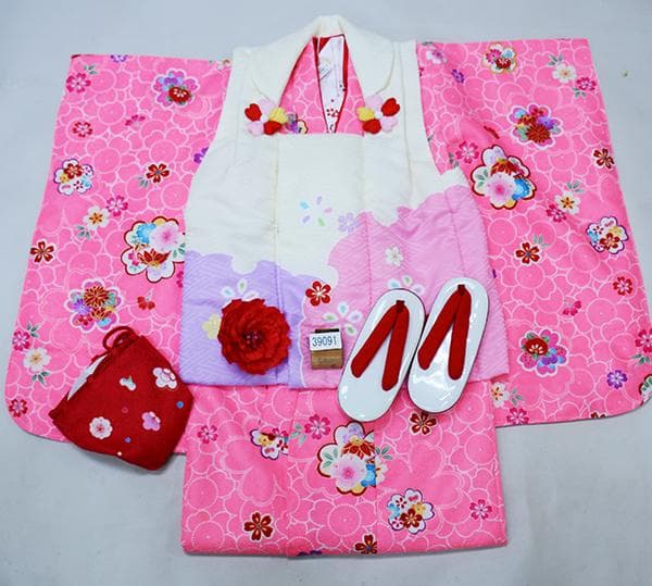 七五三 三歳 女児 被布着物フルセット 百花繚乱 半襟付き 祝着 お仕立て無料