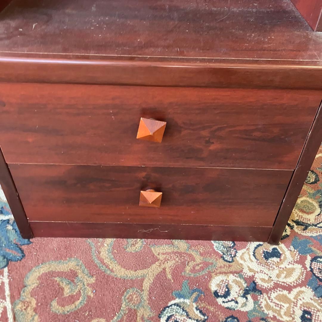 昭和レトロ 古家具 ストライプガラス戸 木製 食器棚 カップボード サイドボード