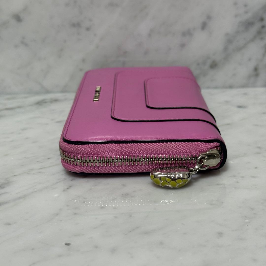 BVLGARI ブルガリ 長財布 本革 ピンク セルペンティ ラウンドジップ