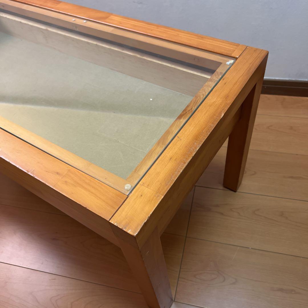 まさコイズミ KOIZUMI 木製センターテーブル ガラス天板ローテーブル