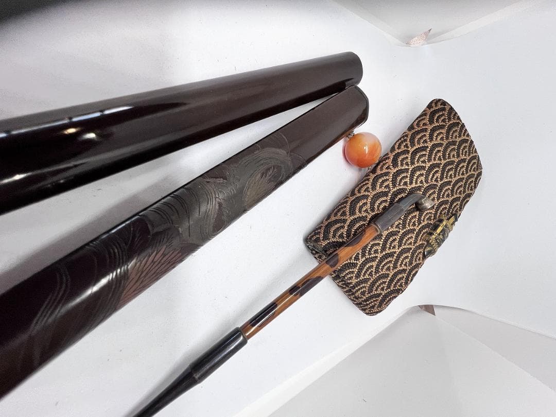 煙草入れ　かます　差し　江戸期　サガラ織　２組セットで