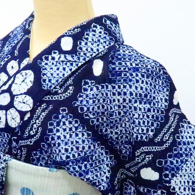 専用Y3458◆美品 有松鳴海絞り 綿 広衿仕立て 手縫い仕立て 高級浴衣