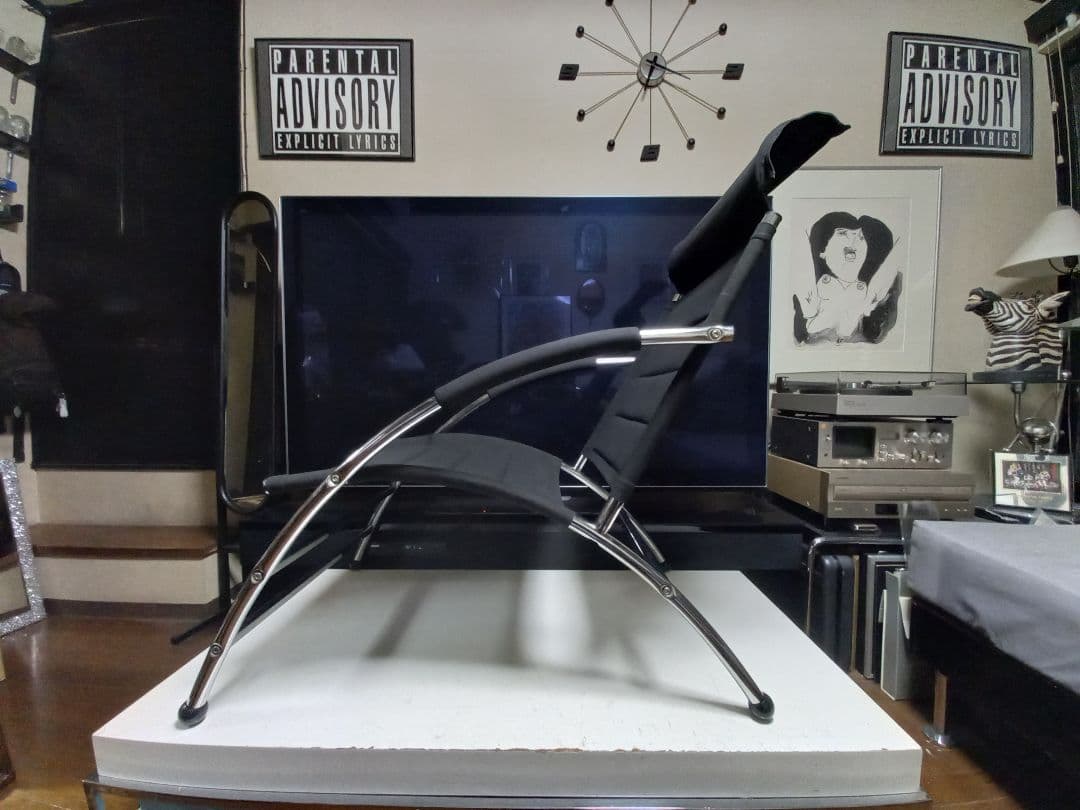 1970's　スペースエイジ　パーソナル　チェア　ポストモダン　ブラック　メタル