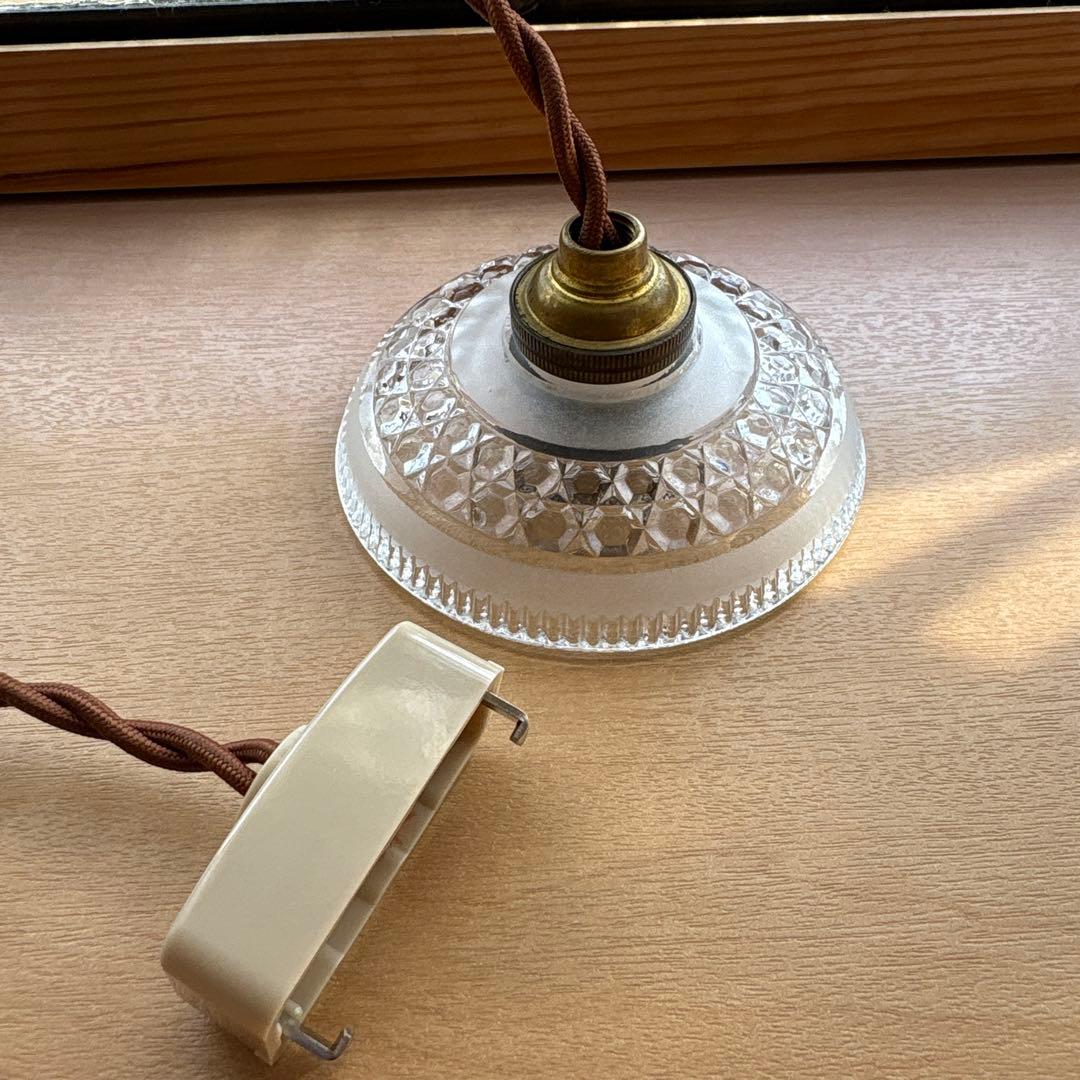 フランスアンティーク　オールドバカラ　ミニガラスシェードランプ