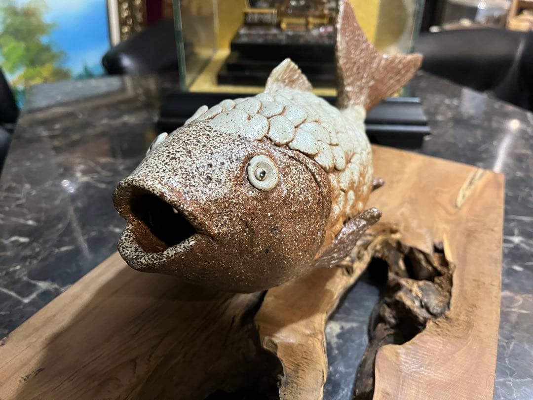 陶器魚の壁掛け、陶器壁掛け飾り、一輪挿し、陶器魚の置き物、一点物陶器魚