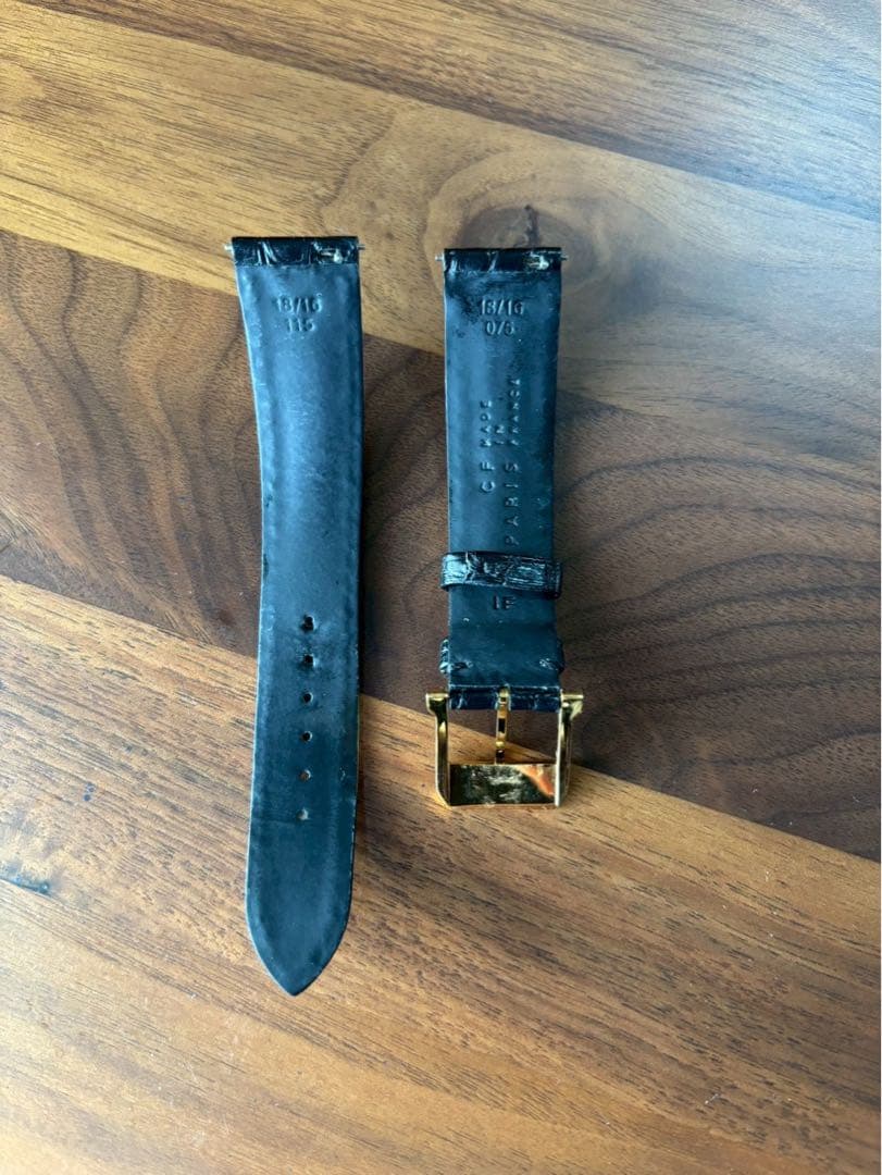 カミーユフォルネ 時計ベルト18/16mmアリゲータ ーブラック国内正規品