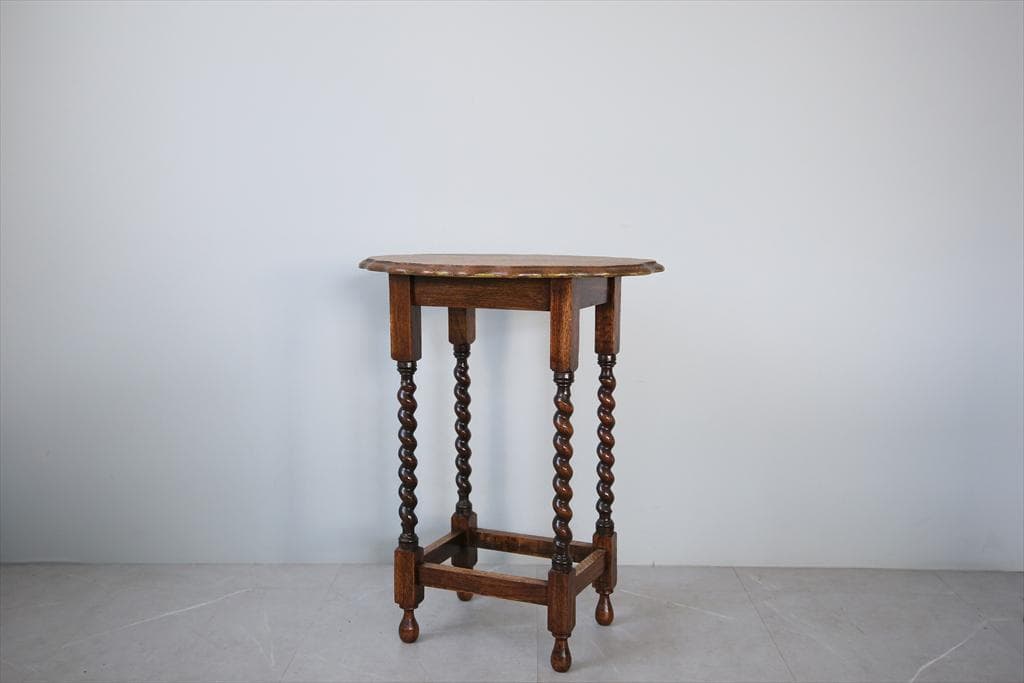 英国アンティーク木製サイドテーブル/オケージョナル机/飾り棚/花台(92-121