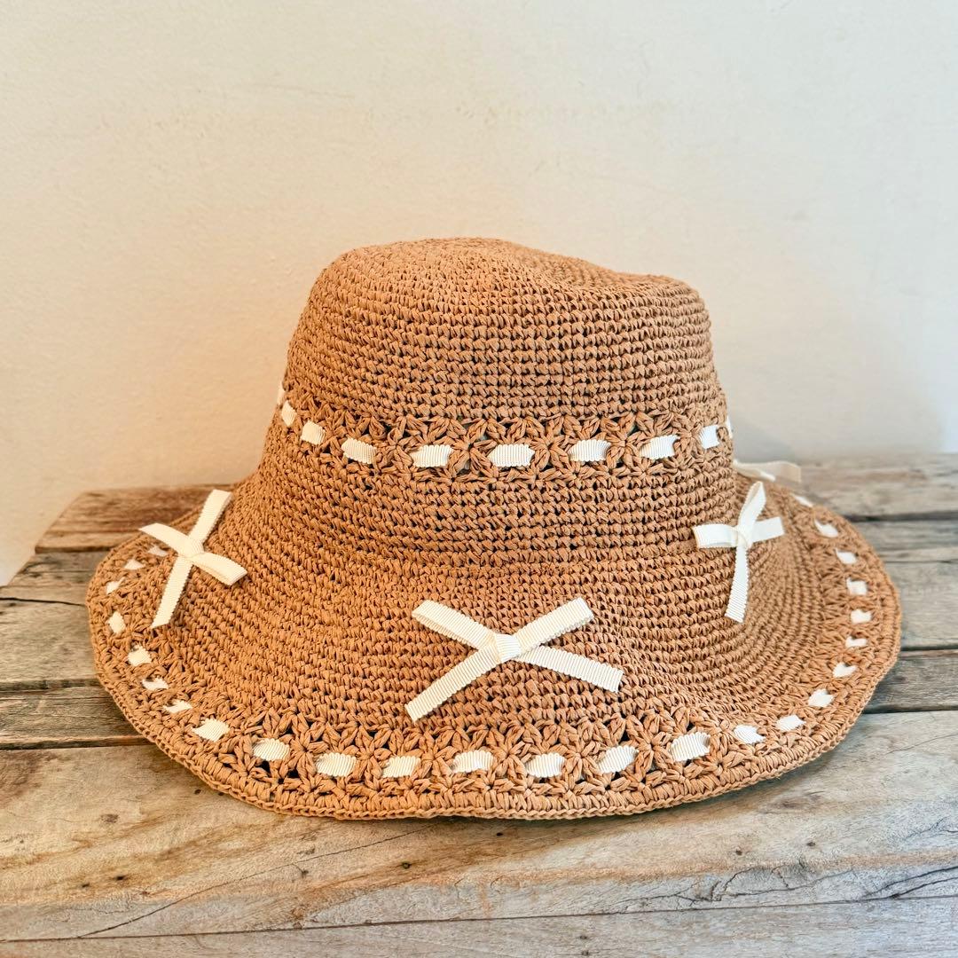 CA4LA 今期☆麦わら帽子 白リボン 新品タグ付き