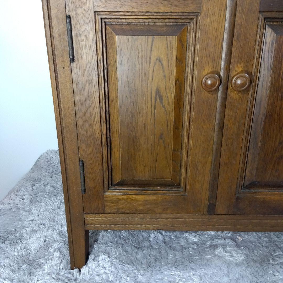 ヴィンテージ ナラ無垢材　花柄キャビネット 北海道旭川 勇峰工芸