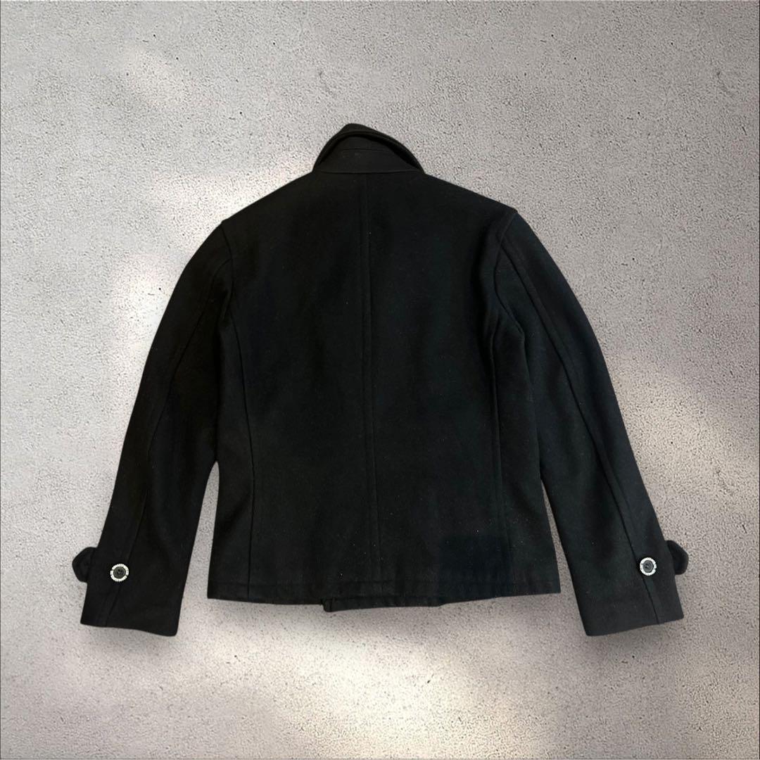 Pherrow's フェローズ ピーコート Lウール　黒　ダブル　レザー　短丈