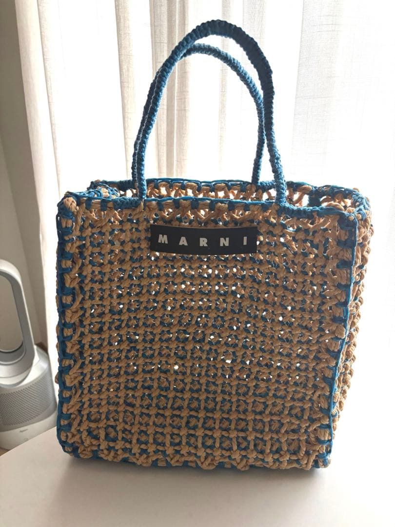 MARNI MARKET JURTA クロシェバッグ ラージ　ライトブルー