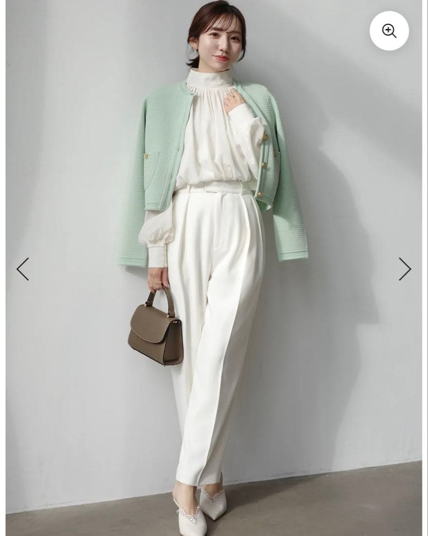 anuans ノーカラーラーベンニットジャケット