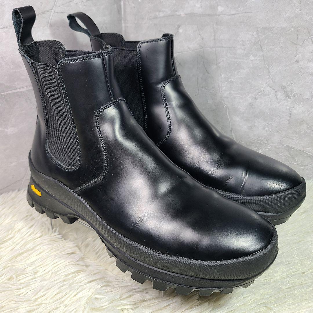 42【ZARA】Vibram　ビブラムソール レザーチェルシーアンクルブーツ