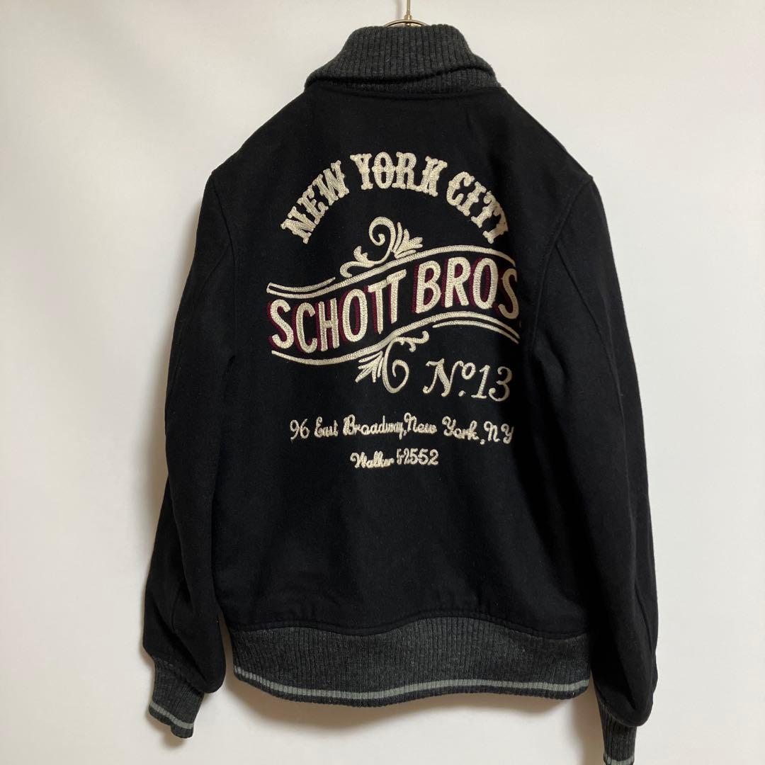 【ショット】スタジャン　ジャケット　ブルゾン　ヴィンテージ　ブラック　S