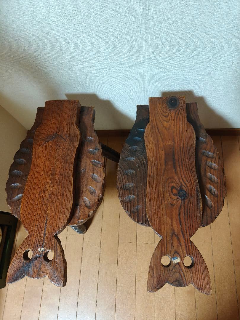2個セット猫型木製三脚折りたたみ椅子 チェア