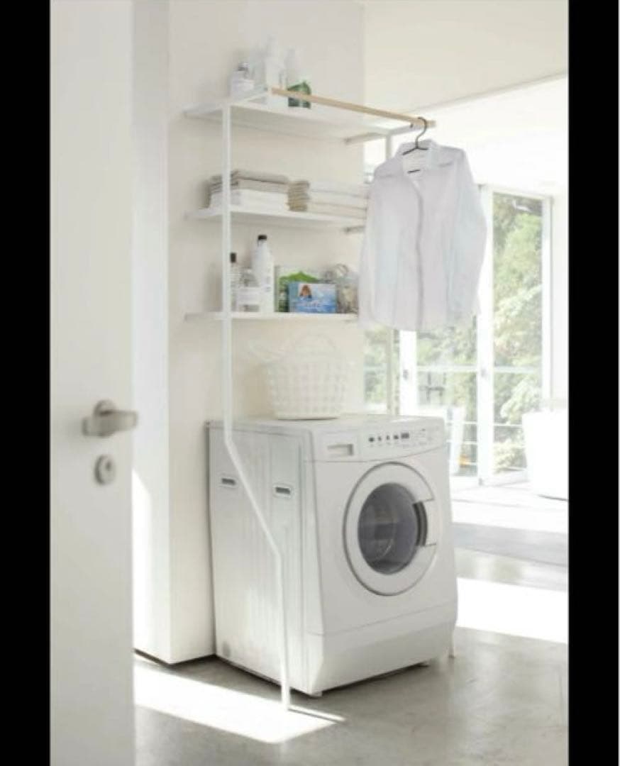 ★4/12まで出品★tower 山﨑実業ランドリーラック 洗濯機用 上部棚付き