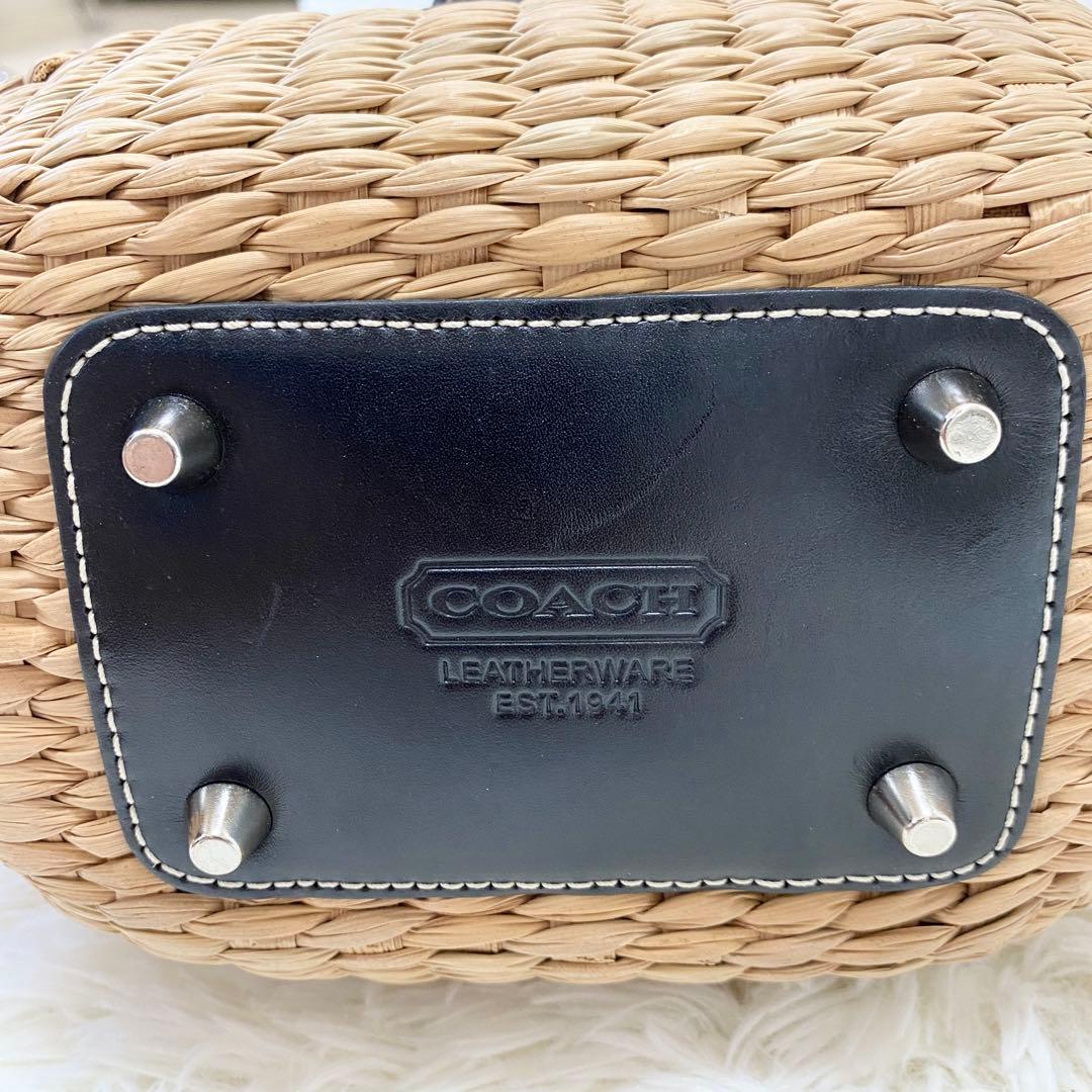 【美品】コーチ　かごバッグ　ハンドバッグ　レザー　蝶