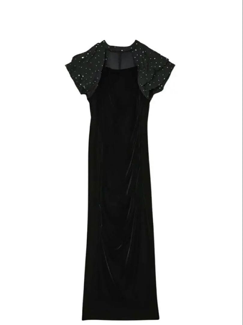 【ANDRESD】 drape velour dress S