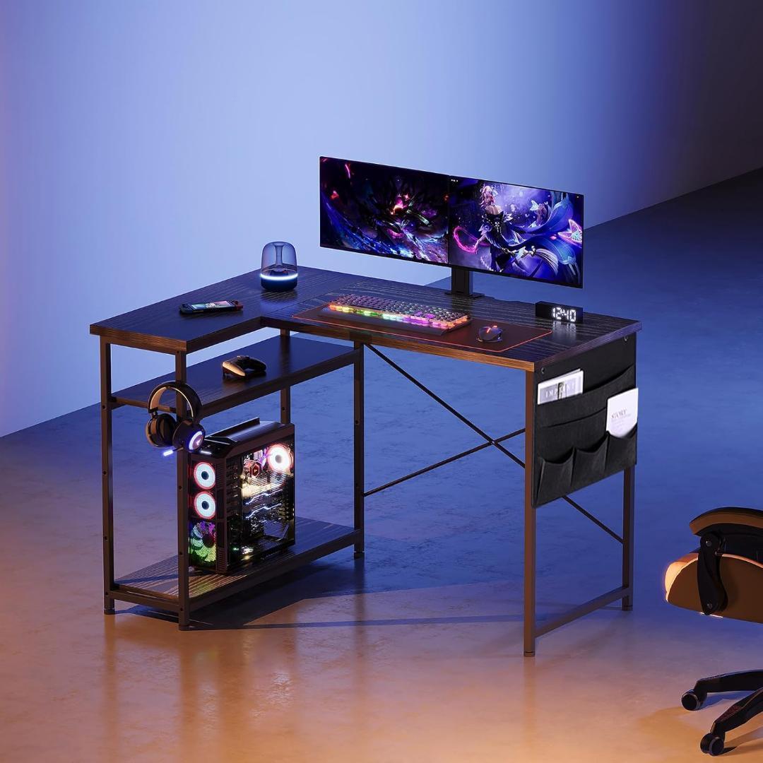 【M3147-114-75】ゲーミングデスク l字 パソコンデスク　幅107cm